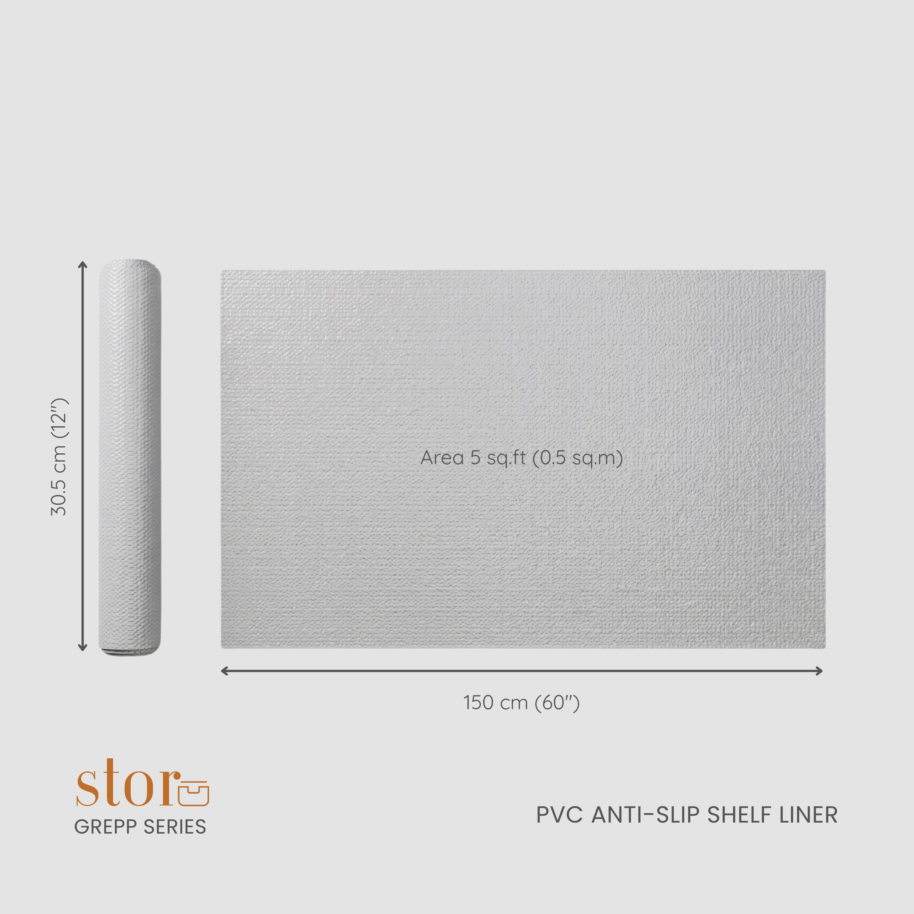 PVC Anti-Slip Shelf Liner- Gray